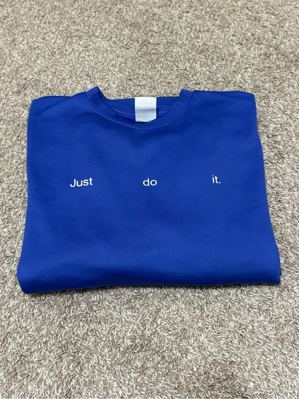 Nike Just Do It Blue Crewneck Sweatshirt Size M | Graphic Pullover Athleisure - Picture 9 of 9